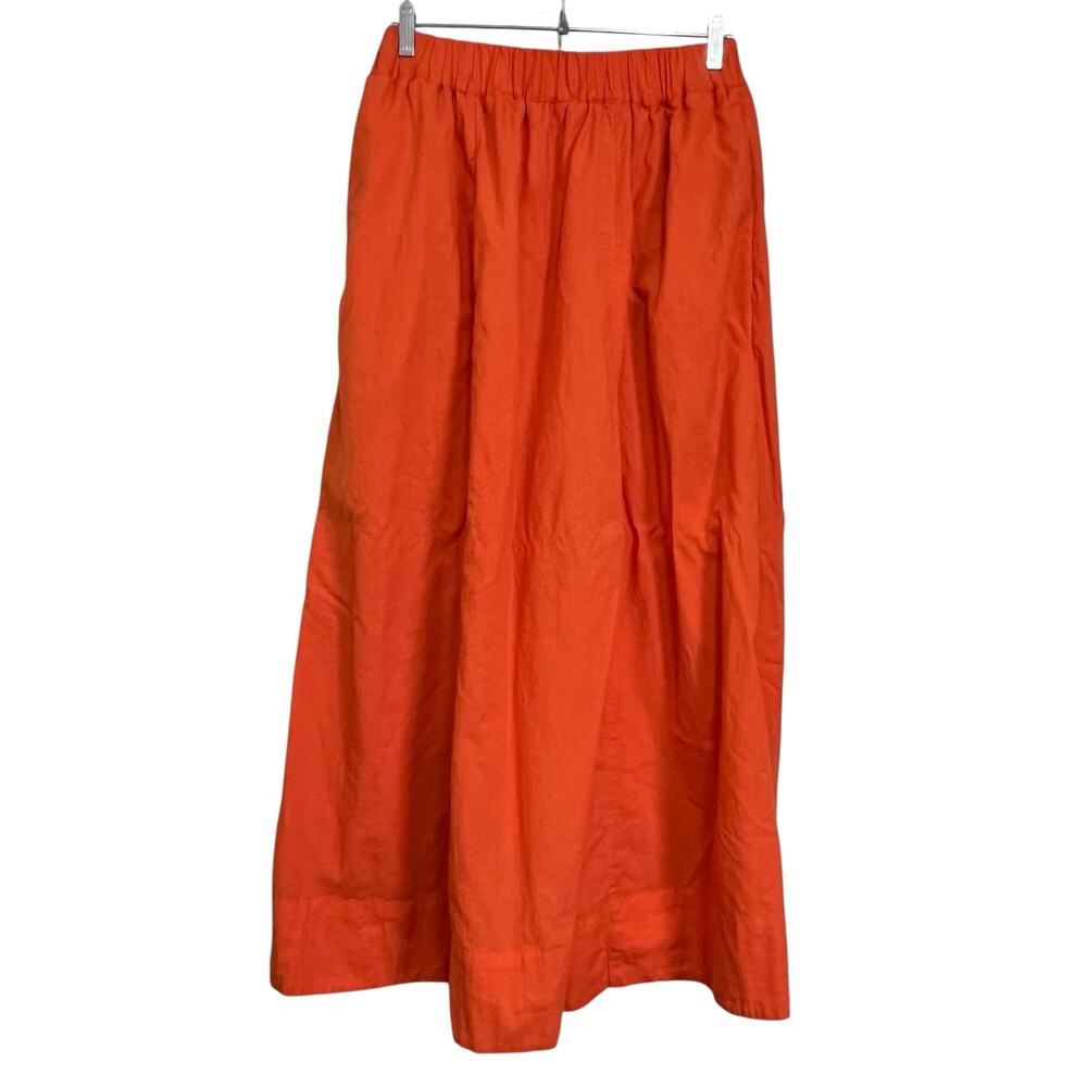 Topshop Orange Maxi Skirt US 6 Cotton Viscose Elastic Waist Lined Skirt - Picture 1 of 8